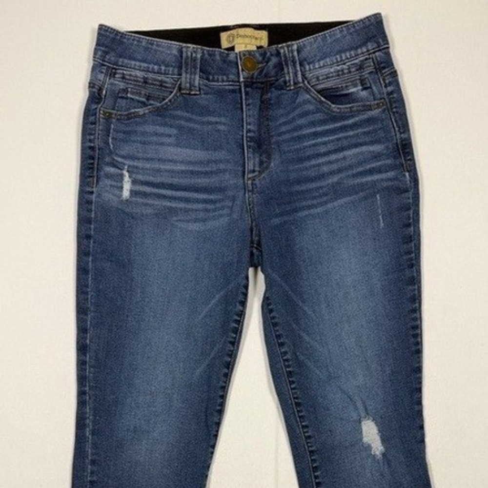 Democracy Jeans Womens 8 "Ab" solution Blue Distressed Raw Hem - Picture 3 of 10